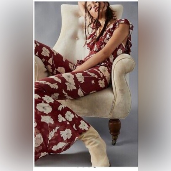 Free People Austyn One Piece Washed Red Combo jumpsuit size large new - Picture 4 of 5